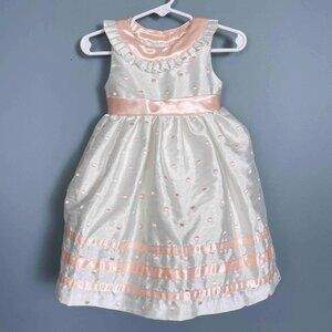 Pippa & Julie Fancy / Formal Polka Dot Infant Girl Dress Size 18M Pink and White